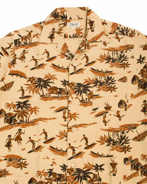 The Real McCoy's MS22009 Open Collar Resort S/S Shirt / Palm Tree Beige Details