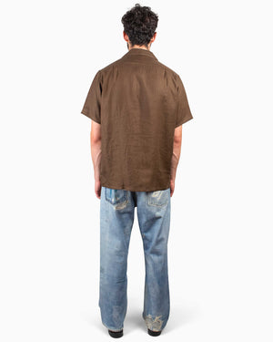 The Real McCoy's MS22010 Linen Open Collar Shirt Brown Back