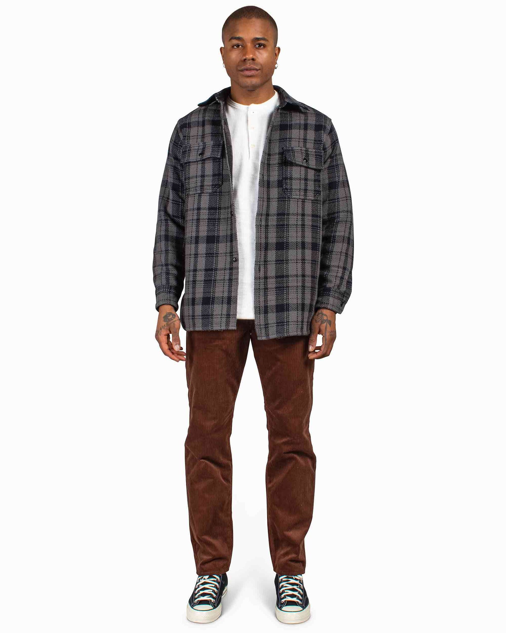 The Real McCoy's MS22101 8HU Heavy Weight Flannel Shirt Grey