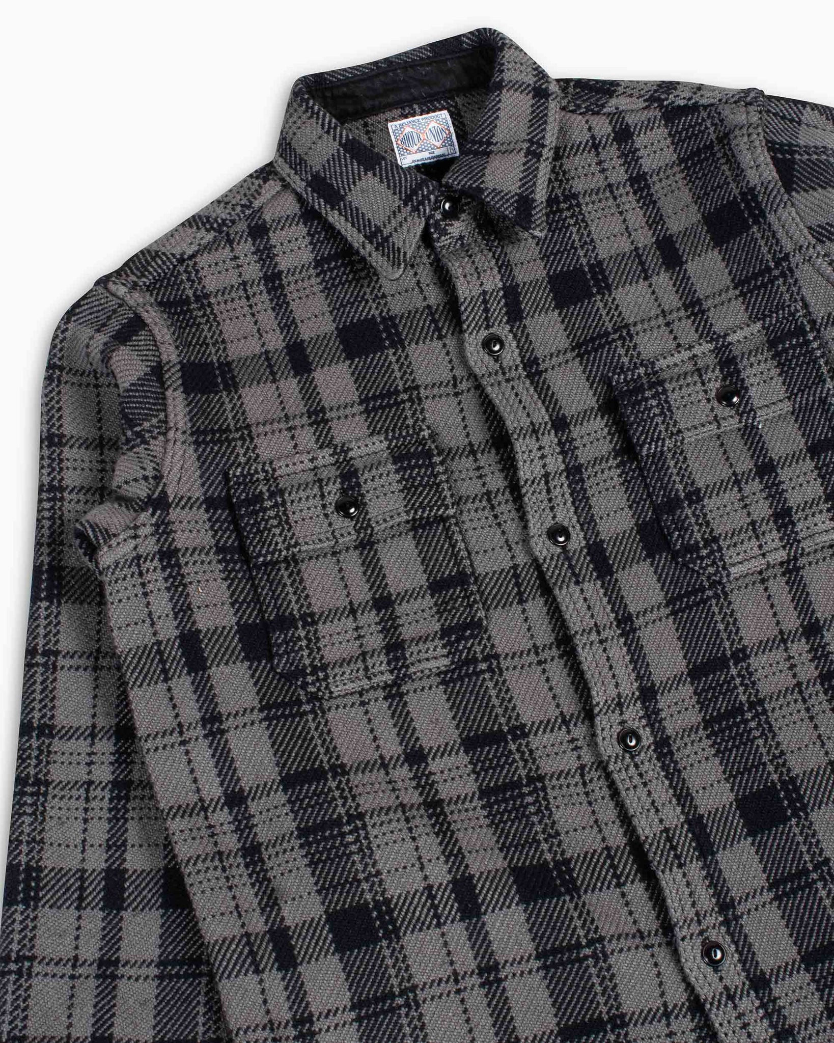 The Real McCoy's MS22101 8HU Heavy Weight Flannel Shirt Grey Details