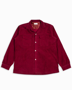 The Real McCoy's MS22102 Cordoury Open Collar Shirt Burgundy