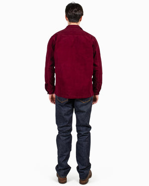 The Real McCoy's MS22102 Cordoury Open Collar Shirt Burgundy Back