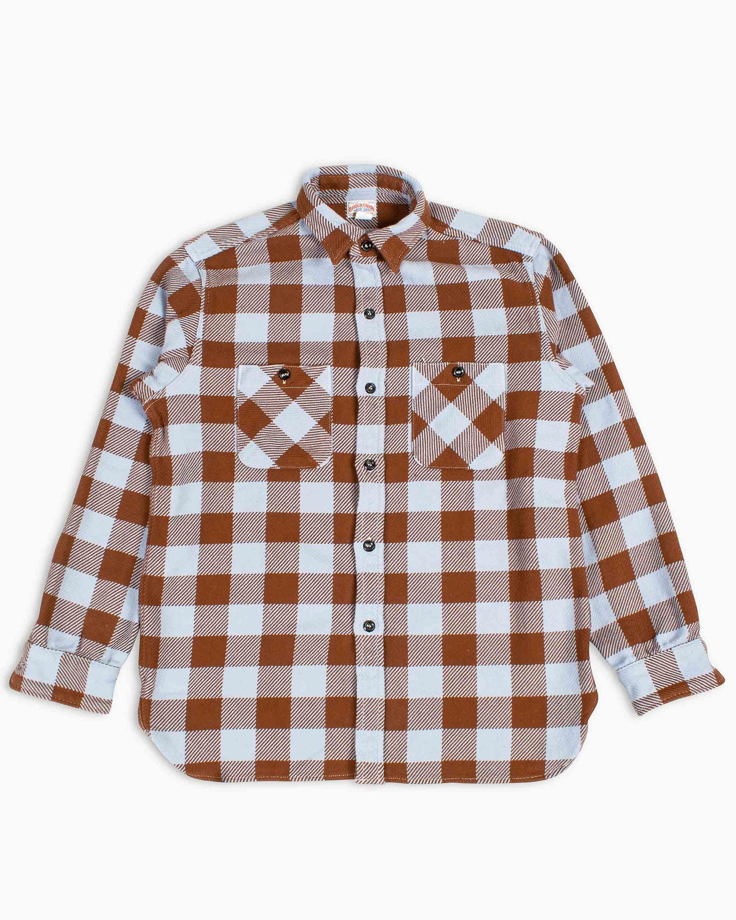 The Real McCoy's MS22104 8HU Buffalo Check Flannel Shirt SaxeBrown