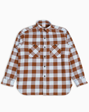 The Real McCoy's MS22104 8HU Buffalo Check Flannel Shirt SaxeBrown