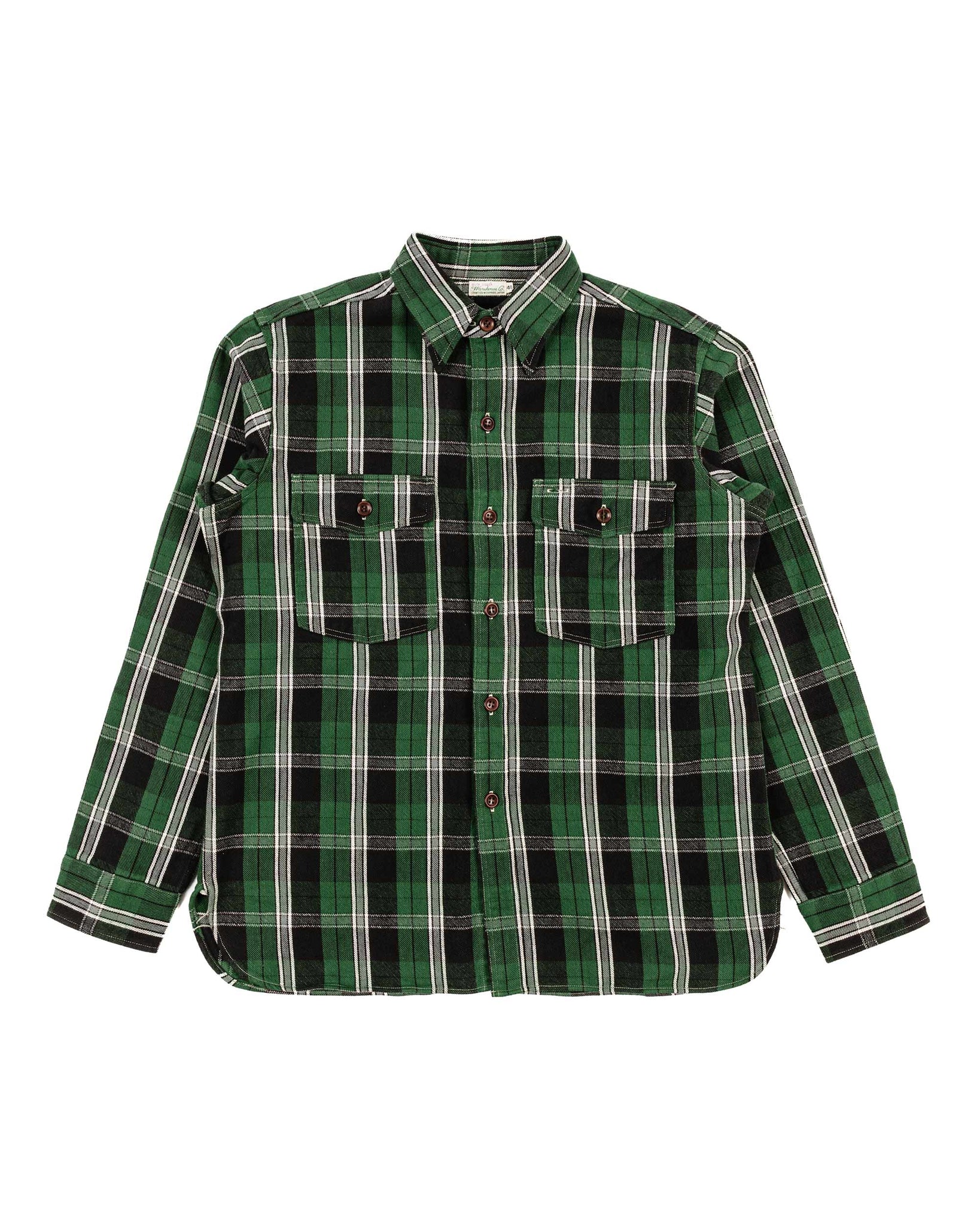 Warehouse Lot. 3022 Flannel Shirt With Chinstrap G Pattern Green (One Wash)