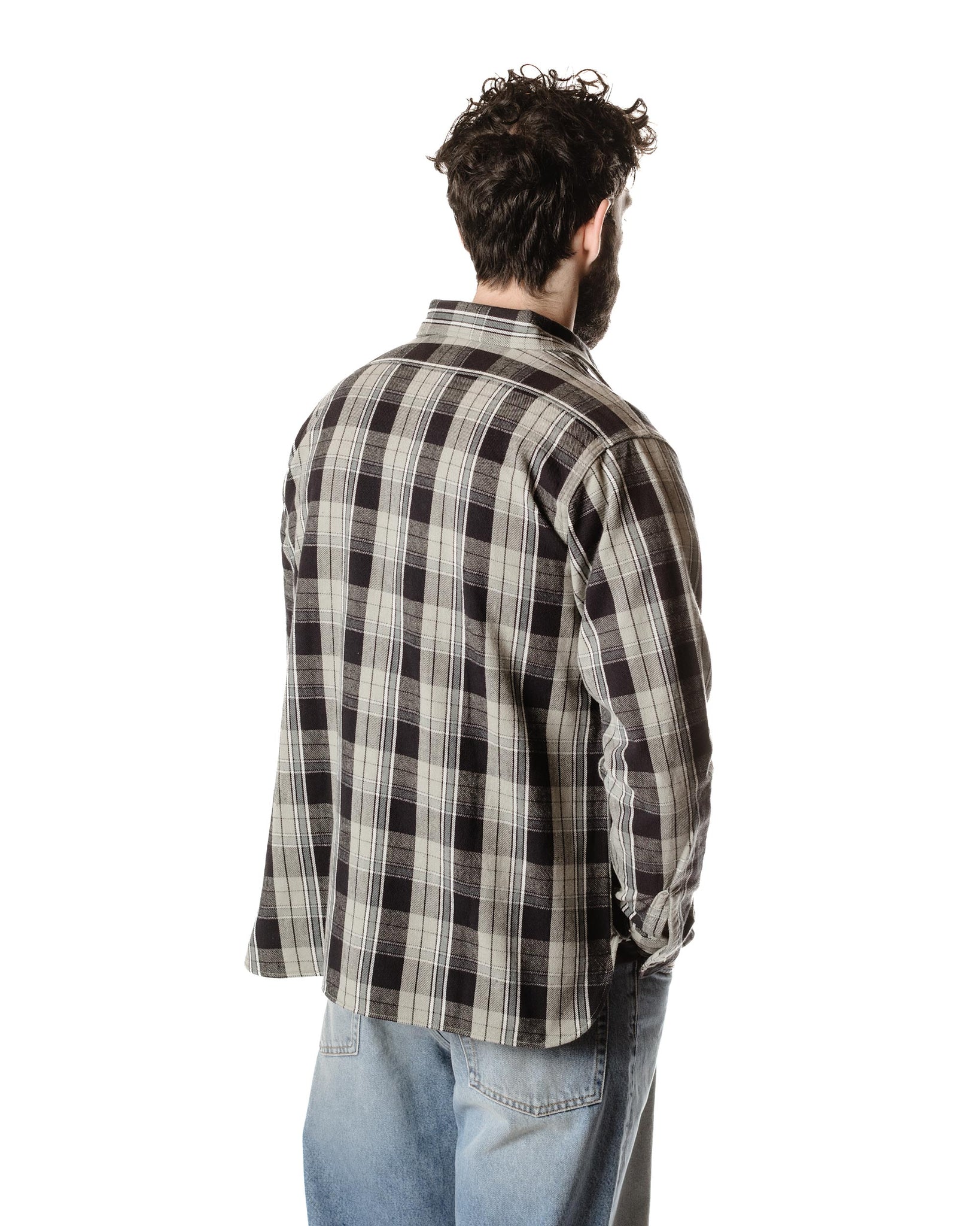 Warehouse Lot. 3022 Flannel Shirt With Chinstrap G Pattern Grey (One Wash) Back