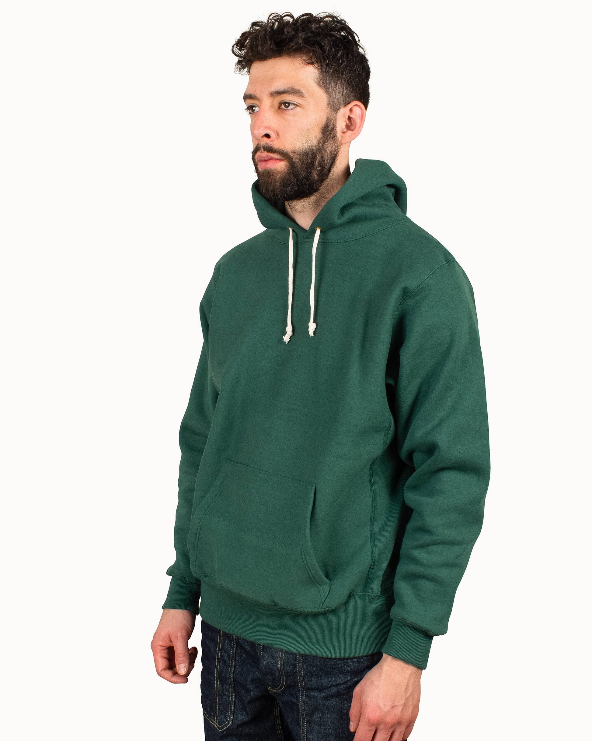 Warehouse Lot. 484 Reverse Weave Hoodie Green Close