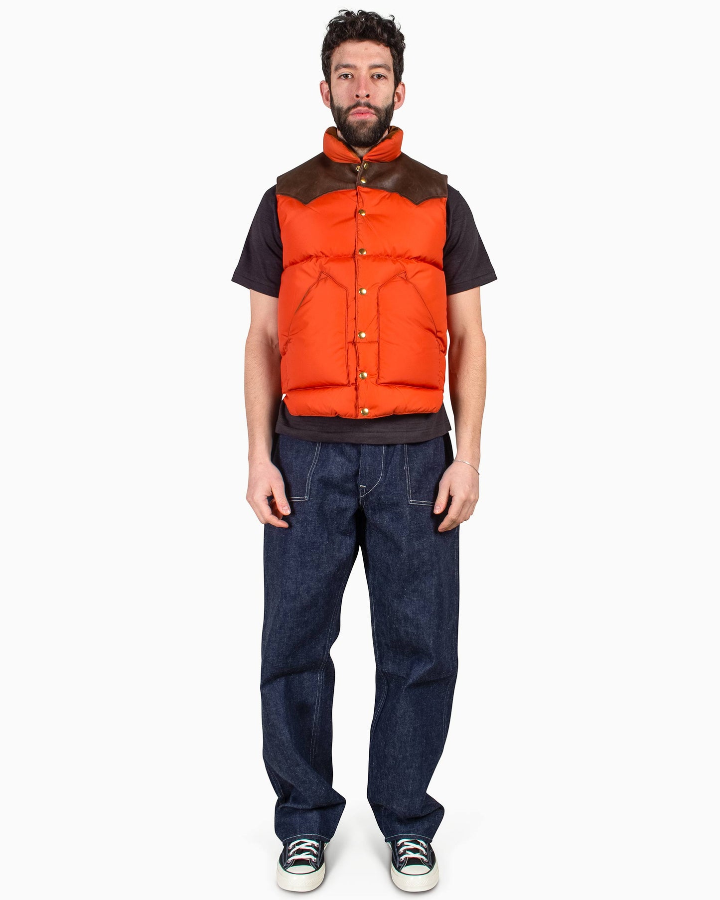 Warehouse x Rocky Mountain Featherbed Nylon Down Vest Brick Front