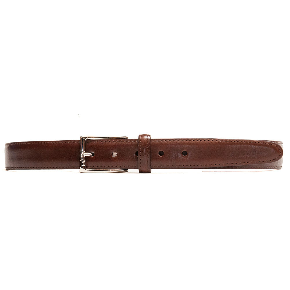 Alden Calf Leather Belt Dark Brown at shoplostfound, front