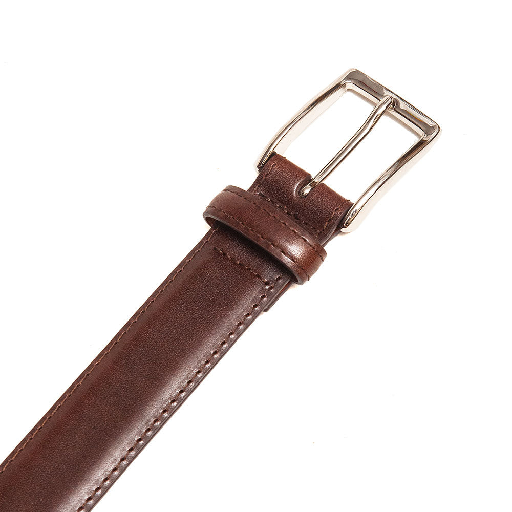 Alden Calf Leather Belt Dark Brown at shoplostfound, detail