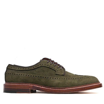 Alden Longwing Blucher 7501 in Olive Green Suede at shoplostfound, side