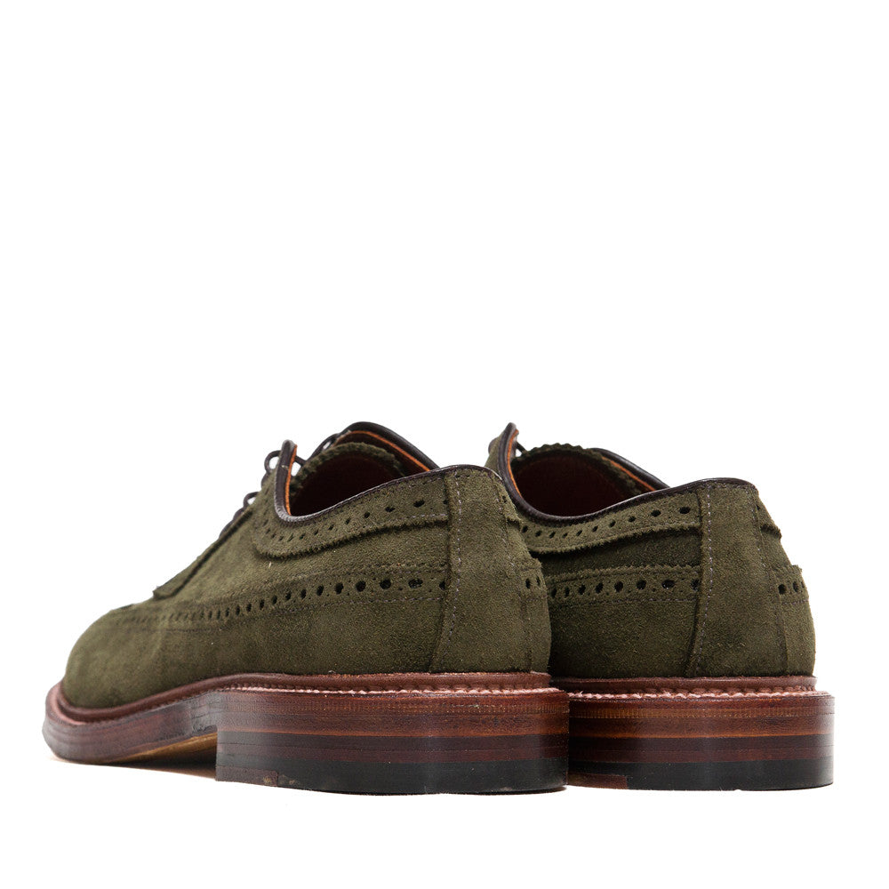 Alden Longwing Blucher 7501 in Olive Green Suede at shoplostfound, back