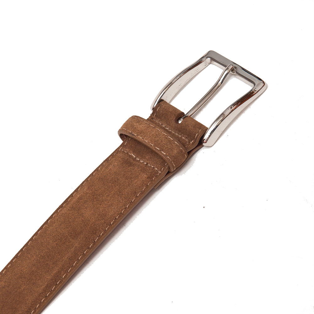 Alden Snuff Suede Belt Brown at shoplostfound, detail