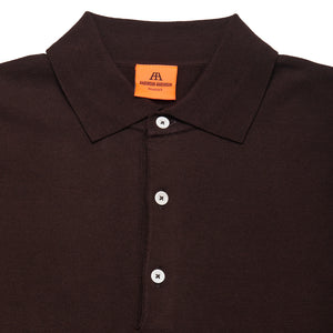 Andersen-Andersen Long Sleeve Polo Dark Brown at shoplostfound, neck