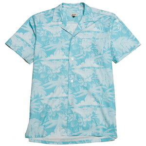 Bather Teal Aloha Camp Shirt at shoplostfound, front