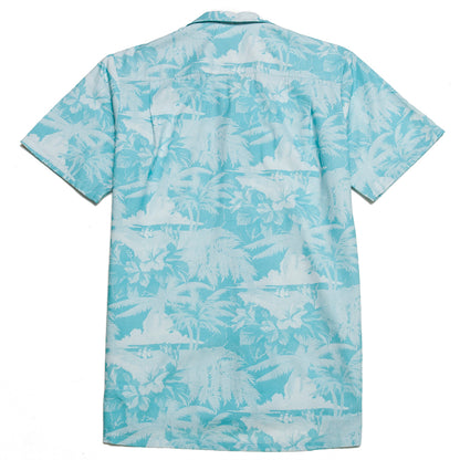 Bather Teal Aloha Camp Shirt at shoplostfound, back