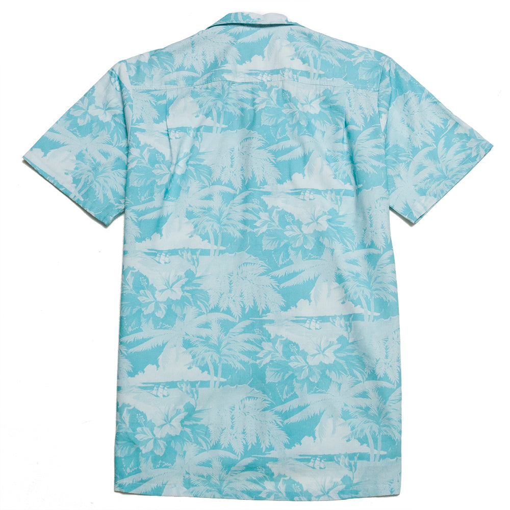 Bather Teal Aloha Camp Shirt at shoplostfound, back