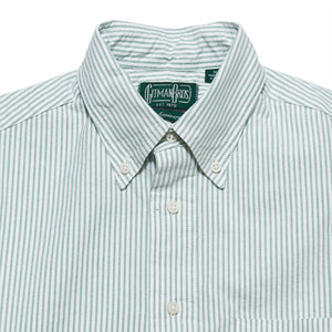 Gitman Vintage Bros. Short Sleeve Green Stripe Oxford shoplostfound 3