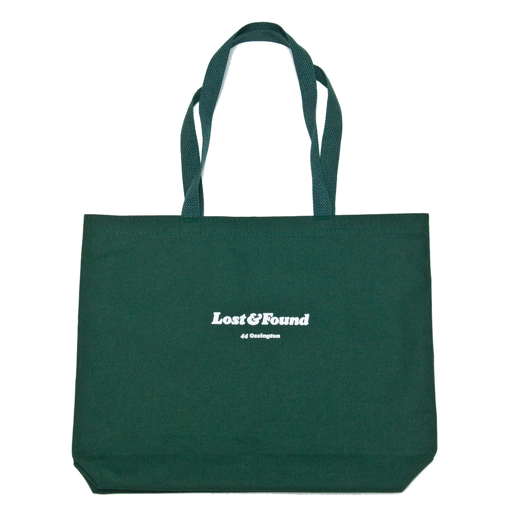 Lost & Found Canvas Tote Bag Hunter Green at shoplostfound, front