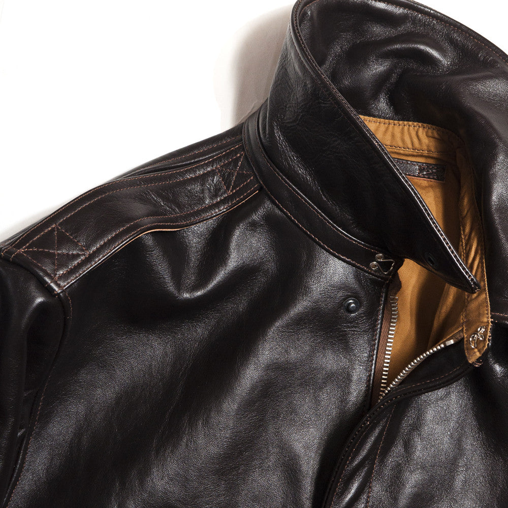 The Real McCoy's MJ12103 A-2 Flight Jacket Seal Brown at shoplostfound in Toronto, shoulder