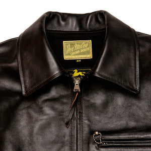 The Real McCoy's MJ19115 30's Leather Sports Jacket / Nelson Black at shoplostfound, neck
