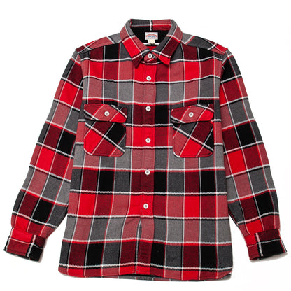 The Real McCoy's MS19105 8HU Napped Flannel Shirt / Tongass Plaid Red at shoplostfound, front