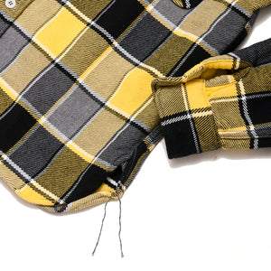 The Real McCoy's MS19105 8HU Napped Flannel Shirt / Tongass Plaid Yellow at shoplostfound, cuff