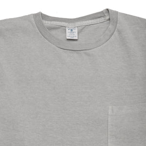 Velva Sheen Pigment Dyed Long Sleeve Pocket T-Shirt Grey at shoplostfound, neck