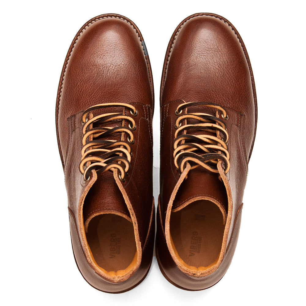 Viberg Brown Tumbled Horsehide Service Boot at shoplostfound, top